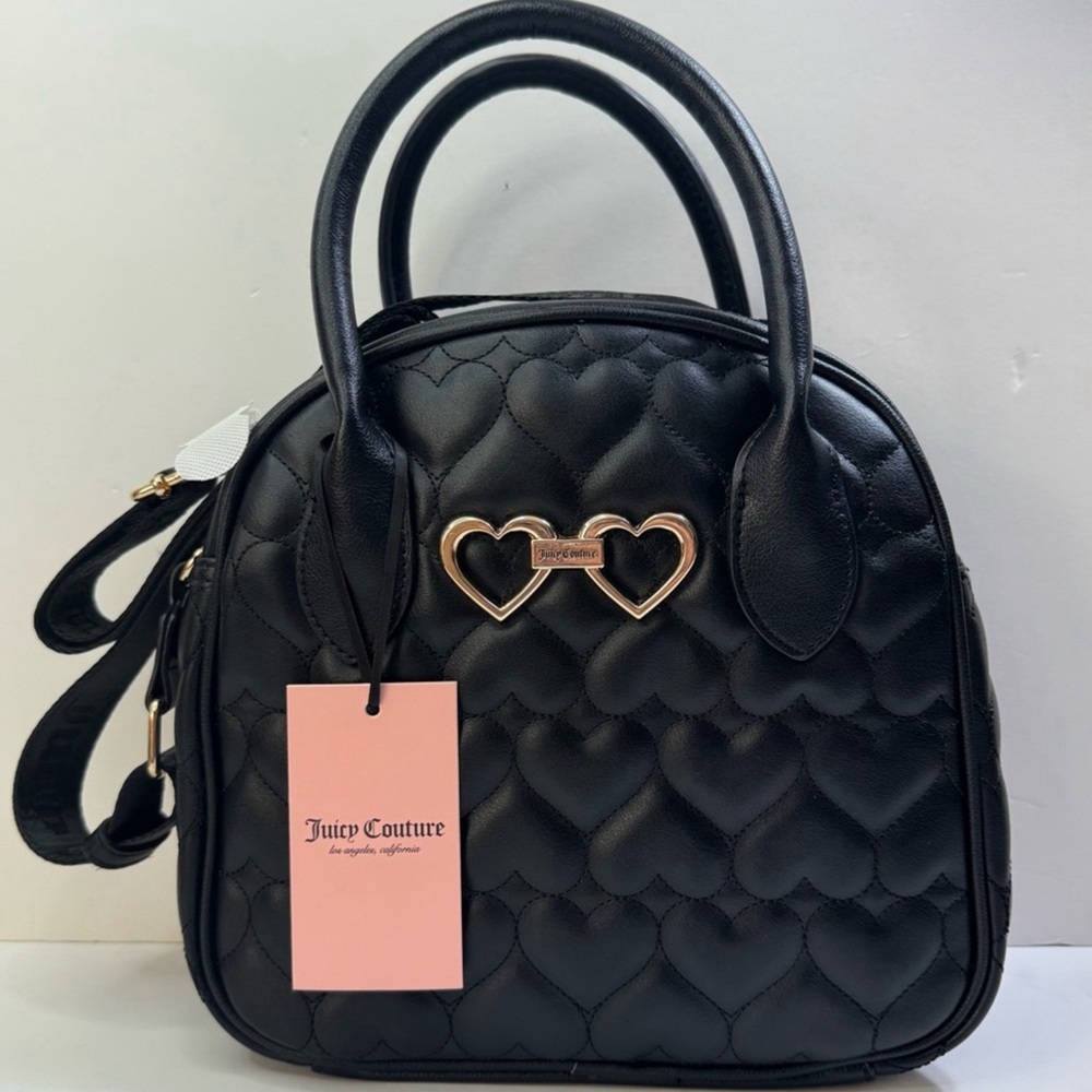 Juicy Couture Black Straight From The Heart Satchel Bowler Bag NWT